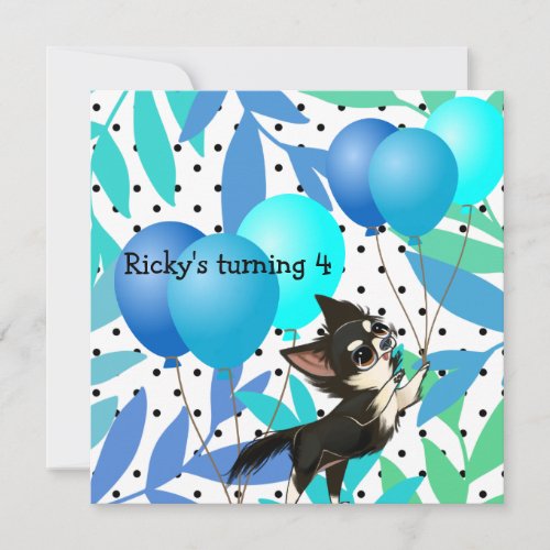 Black and White Chihuahua Party Invitations