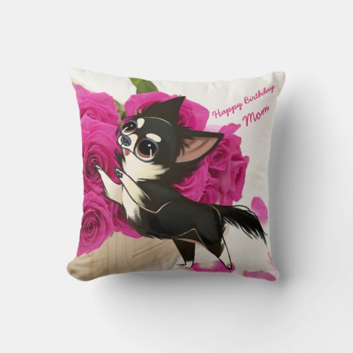 Black and White Chihuahua Pillow