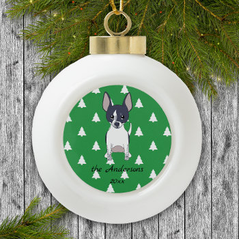 Black And White Chihuahua White Christmas Trees Ceramic Ball Christmas Ornament by FavoriteDogBreeds at Zazzle