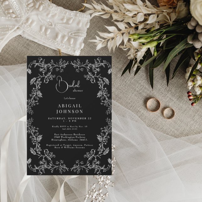 Black and White Chinoiserie Elegant Bridal Shower Invitation (Creator Uploaded)