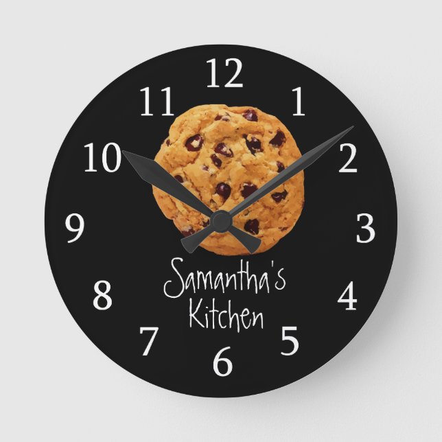 Black And White Chocolate Chip Kitchen Round Clock (Front)