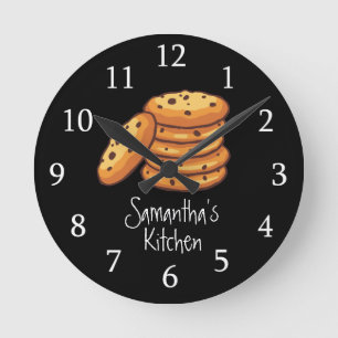Black And White Chocolate Cookies Kitchen   Round Clock