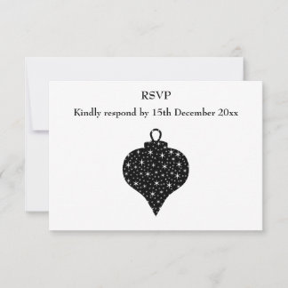 Black and White Christmas Bauble Design. RSVP Card