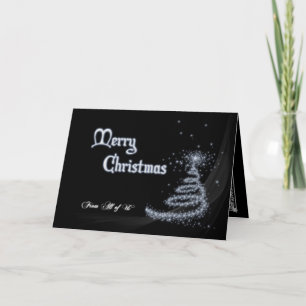 Black and white Christmas card from us all