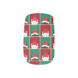 Black And White Christmas Cats Minx Nail Art