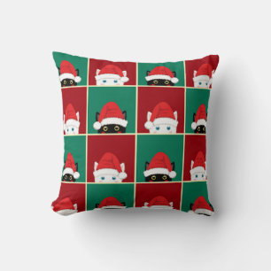 Black And White Christmas Cats Throw Pillow