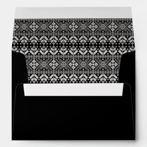 Black and White Christmas Fair Isle Pattern Envelope