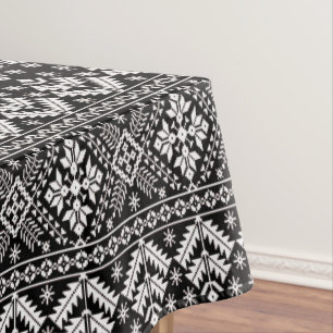 Black and White Christmas Fair Isle Pattern Tablecloth