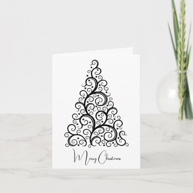 Black and White Christmas Holiday Card (Front)