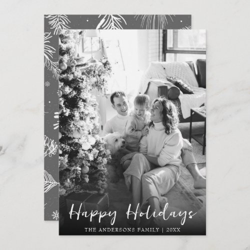 Black And White Christmas Modern Family Photo Holiday Card