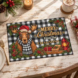 Black and White Christmas Moose Placemat