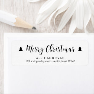 Black and White Christmas Pines Label