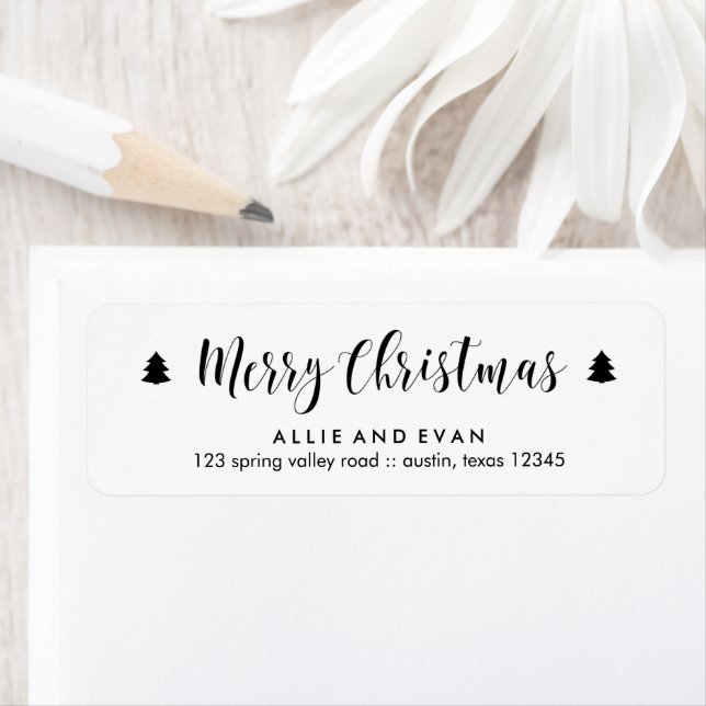 Black and White Christmas Pines Label (Insitu)