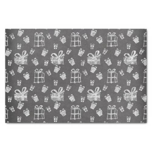 Black And White Christmas Present Chalkboard Look Tissue Paper