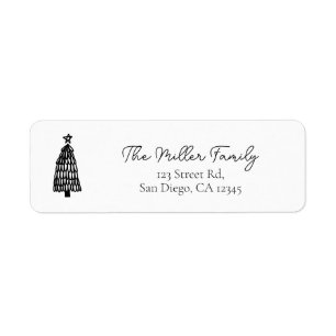 Black and White Christmas Return Address Labels