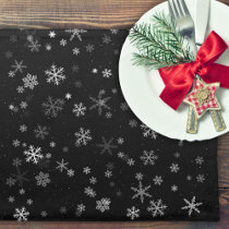 Black and White Christmas Snowflake Pattern Cloth Placemat