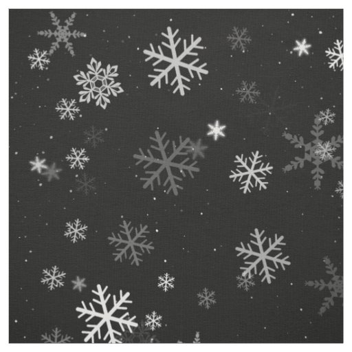 Black and White Christmas Snowflake Pattern Fabric