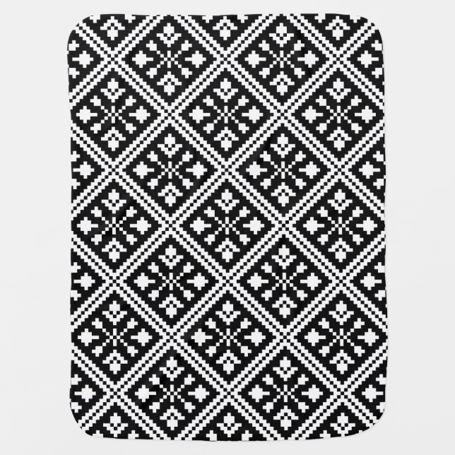 Black and White Christmas Snowflakes Pattern Baby Blanket (Front)