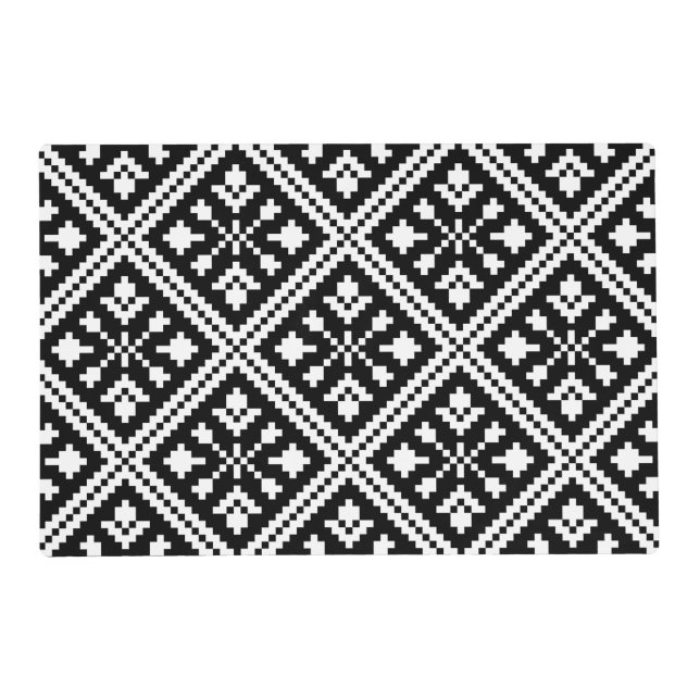 Black and White Christmas Snowflakes Pattern Placemat (Front)