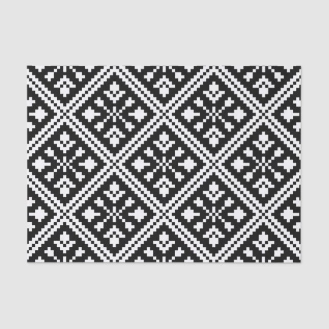 Black and White Christmas Snowflakes Pattern Tissue Paper (Front)