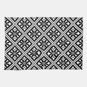 Black and White Christmas Snowflakes Pattern Towel