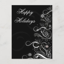 Black and White Christmas Tree Corporal Holiday Postcard