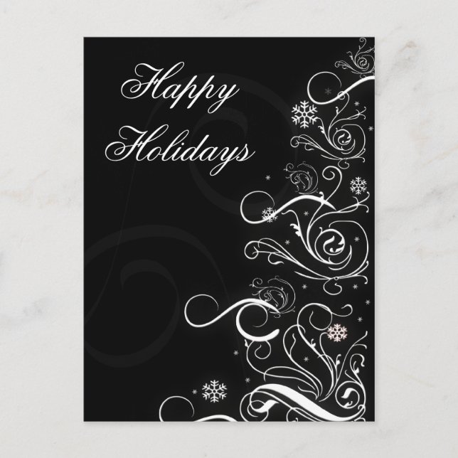 Black and White Christmas Tree Corporal Holiday Postcard (Front)