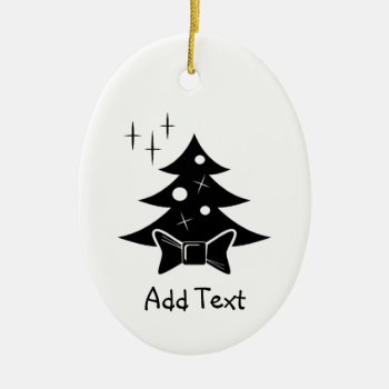 Black And White Christmas Tree Customized Ceramic Ornament by OneStopGiftShop at Zazzle