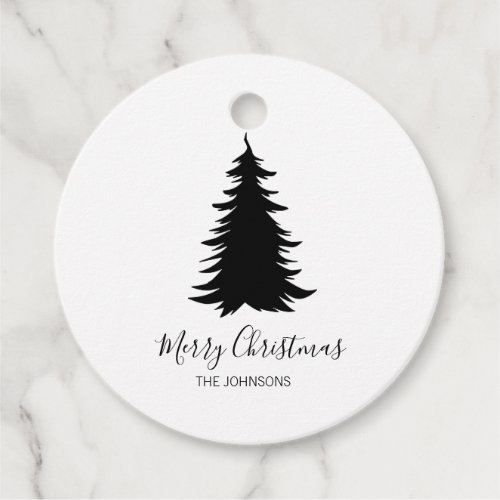 Black and White Christmas Tree Favor Tags