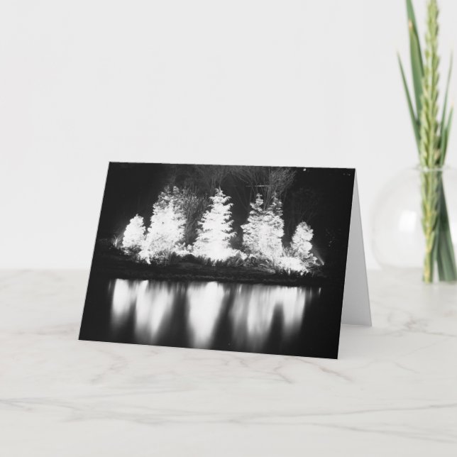 Black and White Christmas Tree Holiday Card (Front)