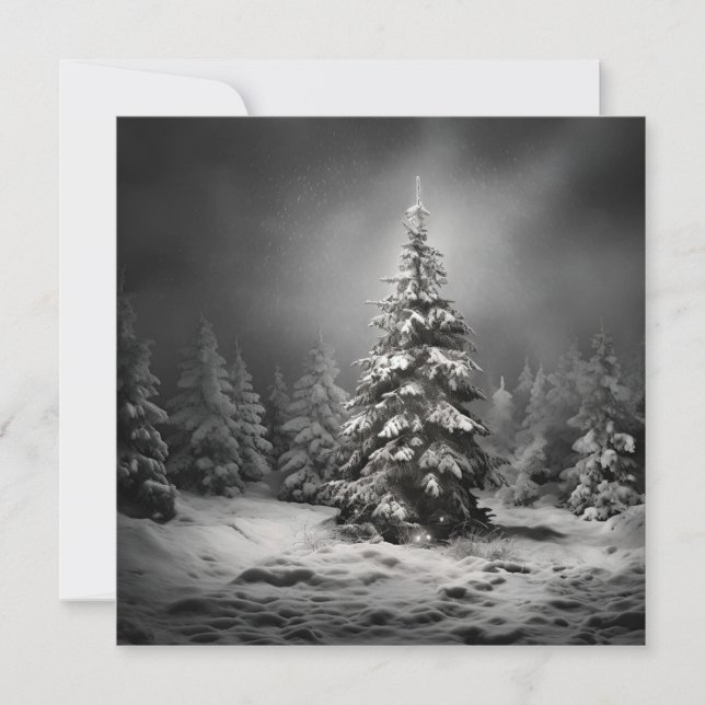 Black and white Christmas tree holiday card (Front)
