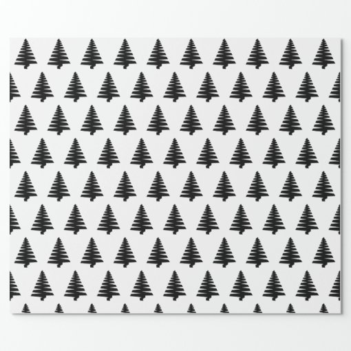 Black and white Christmas tree matte Wrapping Paper | Zazzle