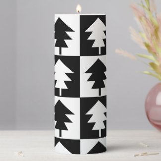Black and White Christmas Tree Modern Pattern