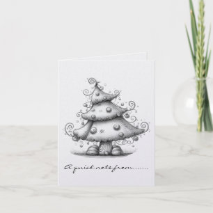 Black and White Christmas Tree Note Card
