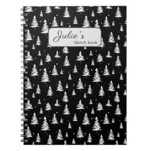Black and White Christmas Tree Notebook