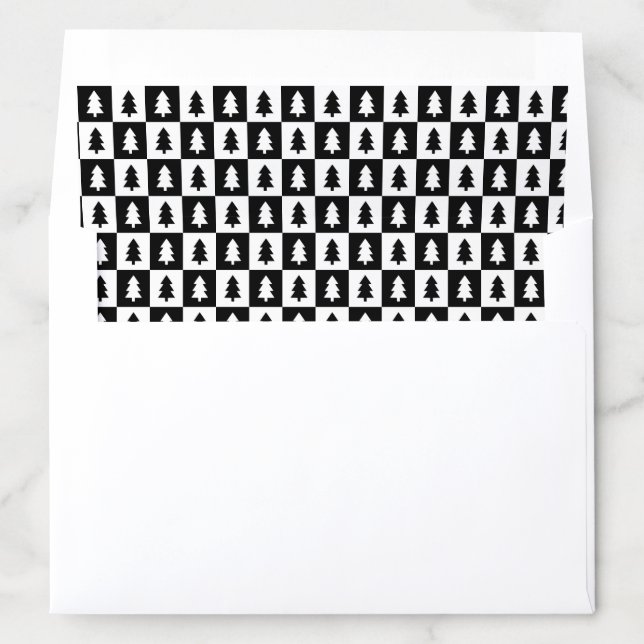 Black and White Christmas Tree Pattern Envelope Liner (In Envelope)