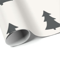 Cute Simple Black And White Christmas Tree Wrapping Paper