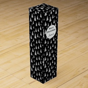 Black and White Christmas Tree Wine Box