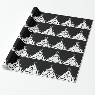 Black and White Christmas Tree Wrapping Paper