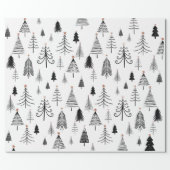 Black and White Christmas Tree  Wrapping Paper (Flat)