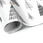 Black and White Christmas Tree  Wrapping Paper (Roll Corner)
