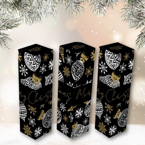 Black and White Christmas Wine Bottle Gift Box