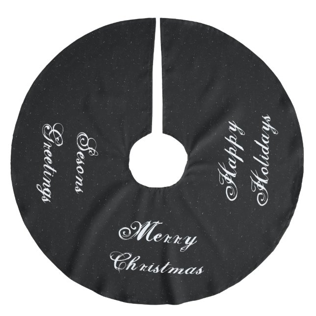 Black And White ChristmasTree Skirt Brushed Polyester Tree Skirt (Front)