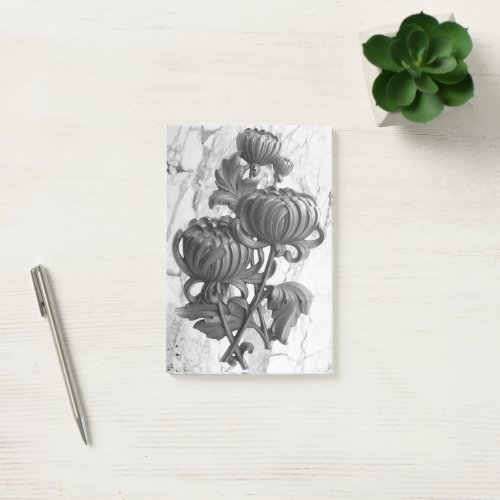 Black and White Chrysanthemum Print Post_it Notes