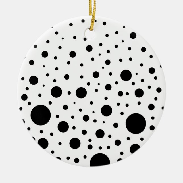 Black and White Circle Design Ceramic Ornament (Front)
