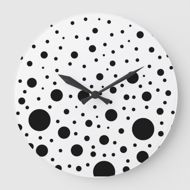 Black and White Circle Design Large Clock (Front)