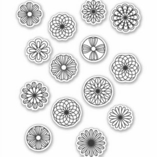 Black and White Circle Flower Geometric Sticker