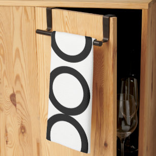Black and White Circle Geometric Kitchen Towel