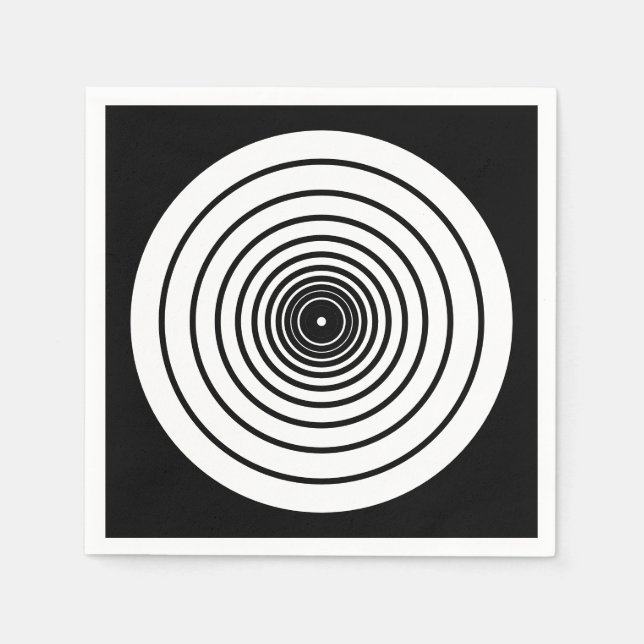 Black and white circle geometric pattern modern napkins (Front)