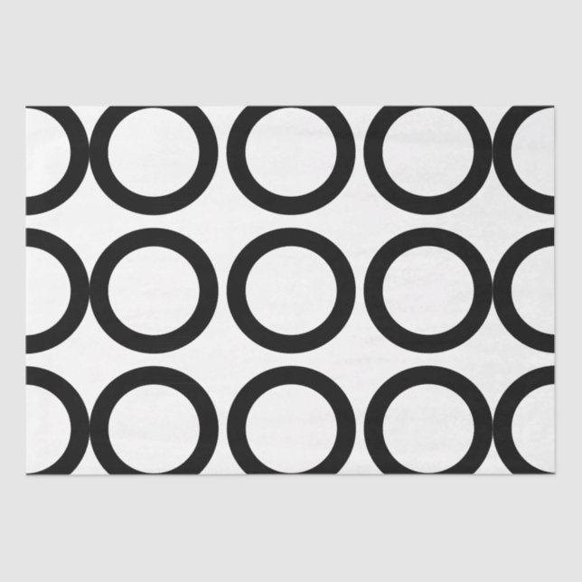Black and White Circle Geometric Pattern Tissue Paper (Front)